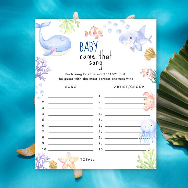 Papier Sous la mer Devinez cette chanson jeu de baby show (Créateur téléchargé)