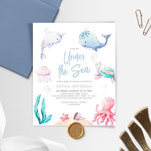 Papier Sous l'invitation du Baby shower marin