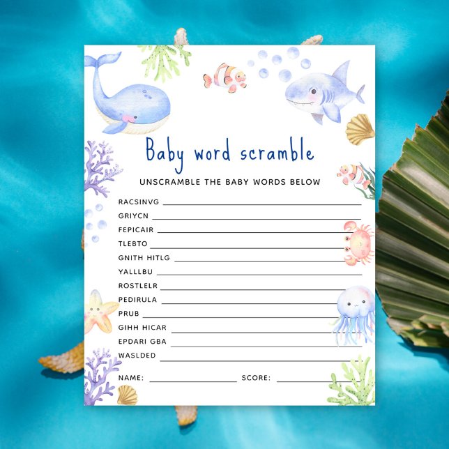 Papier Sous l'océan Océan animal Baby Word Scramble (Créateur téléchargé)