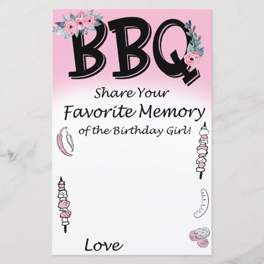 Papier Souvenir préféré de BBQ de la fêtarde (Devant)