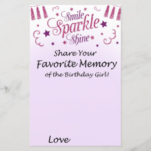 Papier Souvenir préféré de la fille d'anniversaire en pai