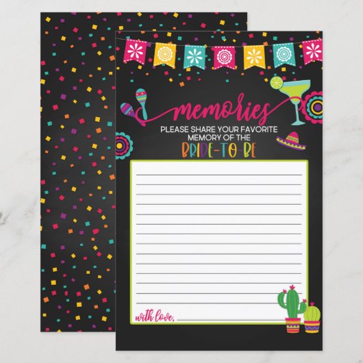 Papier Souvenirs de la mariée à être - Fiesta (Devant / Derrière)