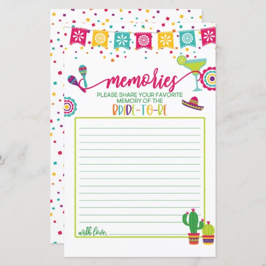 Papier Souvenirs de la mariée à être - Fiesta WH (Devant / Derrière)