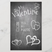 Papier Soyez ma Saint Valentin sur un tableau à craie (Devant)