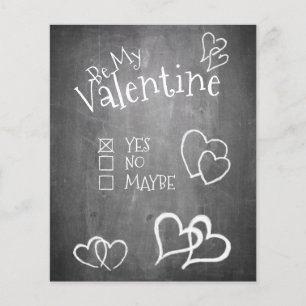 Papier Soyez ma Saint Valentin sur un tableau à craie