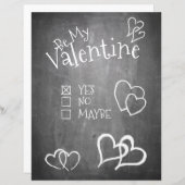 Papier Soyez ma Saint Valentin sur un tableau à craie (Devant / Derrière)