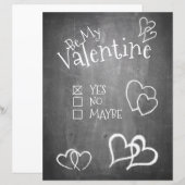 Papier Soyez ma Saint-Valentin sur un tableau noir (Devant / Derrière)