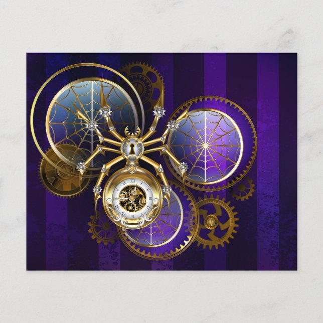 Papier Spider Steampunk sur Arrière - plan pourpre (Devant)
