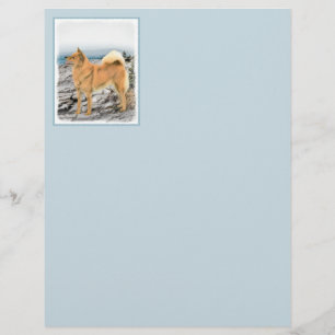 Papier Spitz finlandais à Seashore Peinture - Chien Art