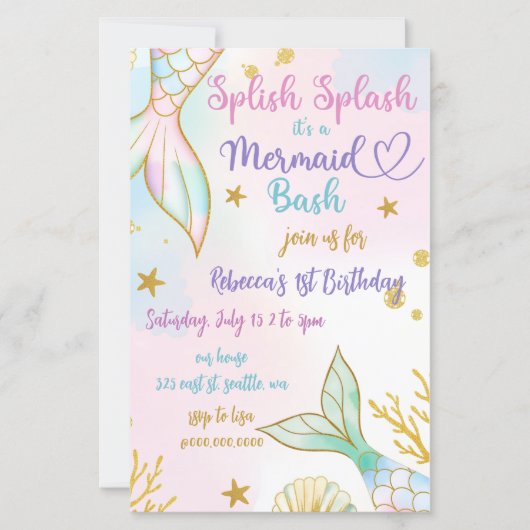 Papier Splish Splash Mermaid Bash Birthday Party (Devant)