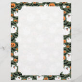 Papier Spooky Cute Ghost Chickens with Pumpkins Card (Devant)