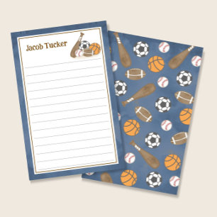 Papier Sports Marine Bleu Enfants Lin Lettre Écriture