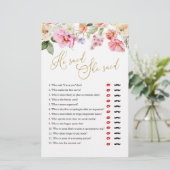 Papier Spring Floral Bridal Shower He Said She Said Game (Debout devant)