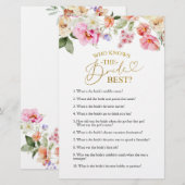 Papier Spring Floral Bridal Shower Knows The Bride Game (Devant / Derrière)