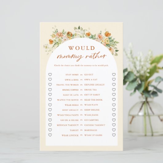 Papier Spring Floral Voudrait Mommy Plutôt Baby shower Je (Debout devant)