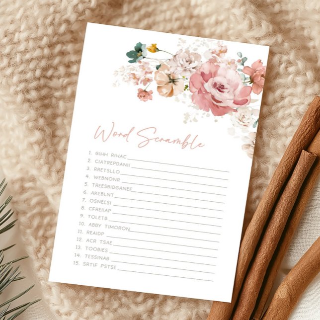 Papier Spring Wildflower Baby Shower Word Scramble Game (Wildflower Baby Shower Game)