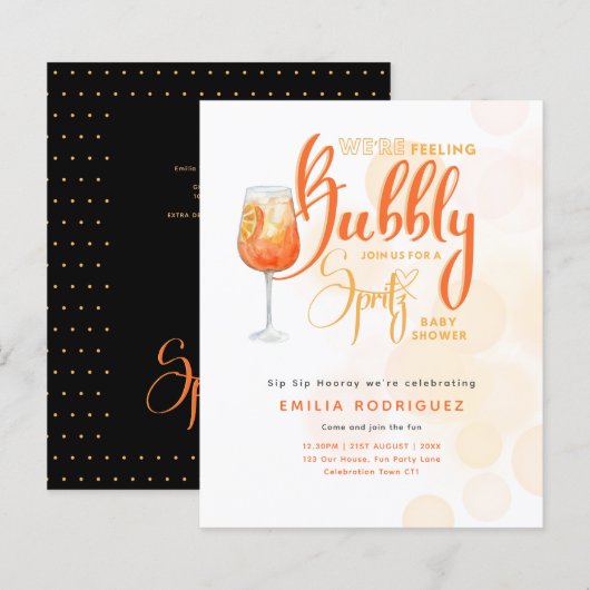 Papier Spritz Baby shower garçon ou fille Black Orange (Devant / Derrière)