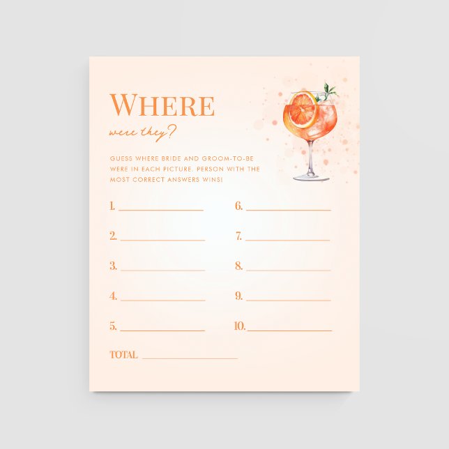 Papier Spritz Boisson Où Étaient-Ils Fête des mariées Jeu (Créateur téléchargé)