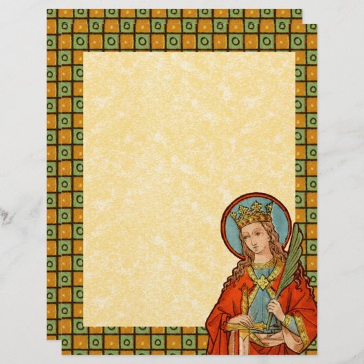 Papier St. Barbara de Nicomedia (JP 01) à deux côtés (Devant / Derrière)