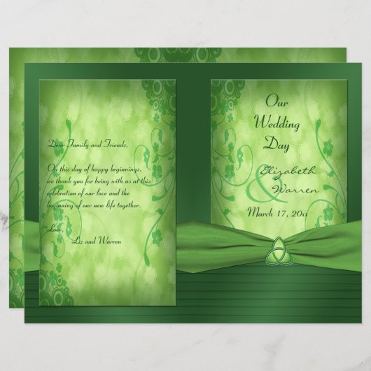 Papier St. Patrick's Day Celtic Love Knot Wedding Program (Devant / Derrière)
