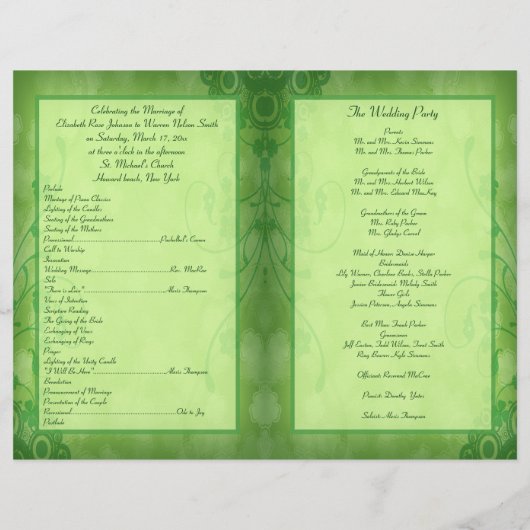 Papier St. Patrick's Day Celtic Love Knot Wedding Program (Dos)