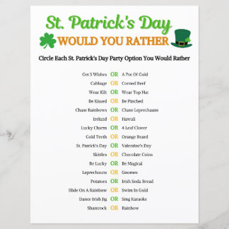 Papier St. Patrick's Day Voudriez-vous jouer
