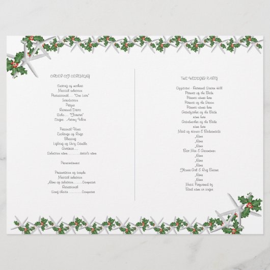 Papier Starfish et Holly Tropical Christmas Program (Dos)