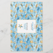 Papier 🐚 Starfish Sea Shells Ivory & Blue Soap Wrap (Devant)