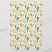 Papier 🐚 Starfish Sea Shells Ivory & Blue Soap Wrap (Dos)