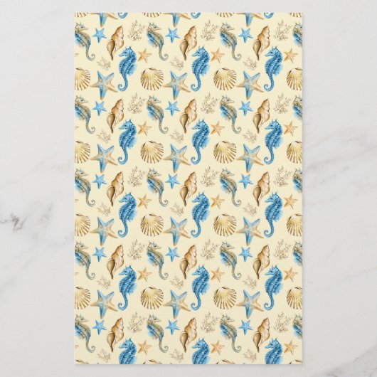 Papier 🐚 Starfish Sea Shells Ivory & Blue Soap Wrap (Dos)