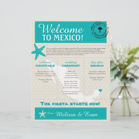 Papier Starfish Turquoise Cancun Mexique Bienvenue (Debout devant)