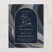 Papier Starry Night Navy Gold Agate NUESTRA BODA Invitati (Devant)