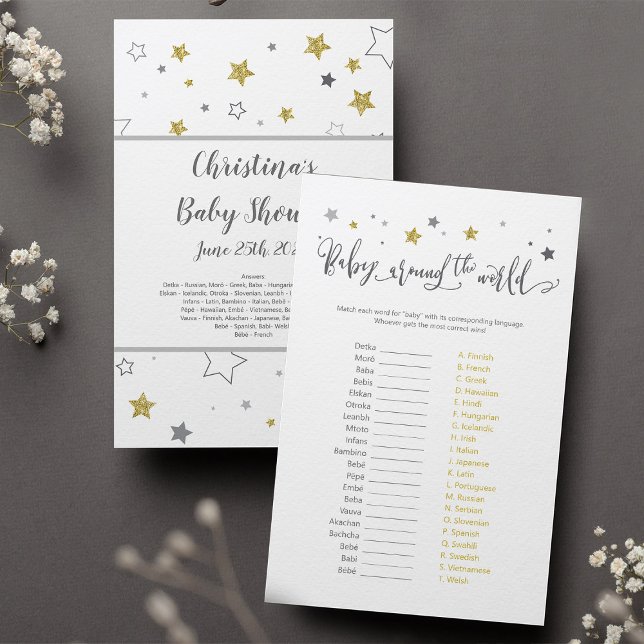 Papier Stars "Baby around the world" Jeu + clé de réponse (Créateur téléchargé)
