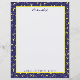 Papier Stars & Lune Marine Blue & Gold Motif Personnalise