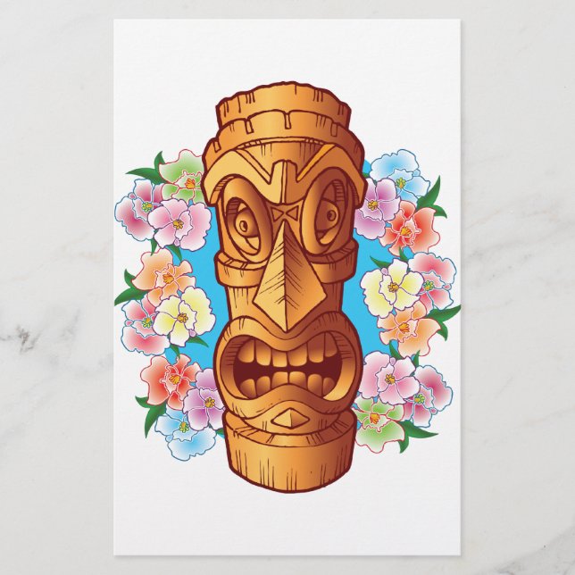 Papier Statue de Tiki de dessin animé (Devant)