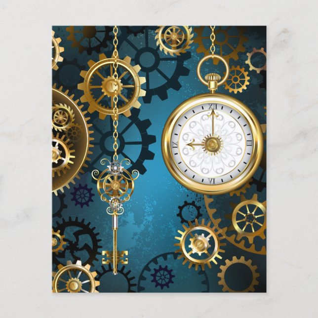 Papier Steampunk Arrière - plan turquoise avec Gears (Devant)