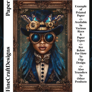 Papier Steampunk Femme Africaine Femme CM7 Scrapbook Papi