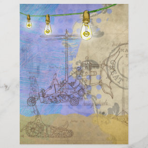 Papier Steampunk Mécanique Edison Light Bulb Architect