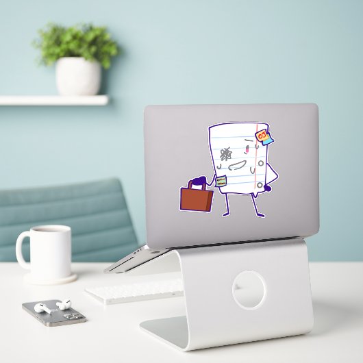 Papier! Sticker (Laptop op bureau)