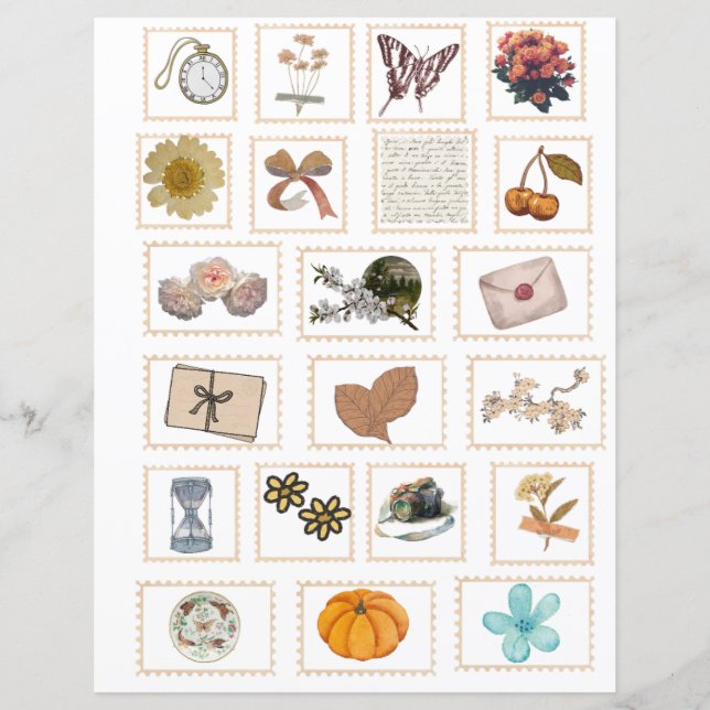 Papier Stickers Timbre Ephemera vintage (Devant)
