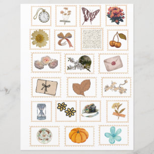 Papier Stickers Timbre Ephemera vintage