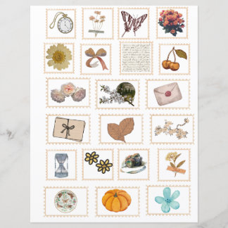 Papier Stickers Timbre Ephemera vintage