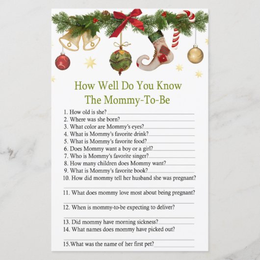 Papier stockage de noël comment bien connaissez-vous baby (Devant)