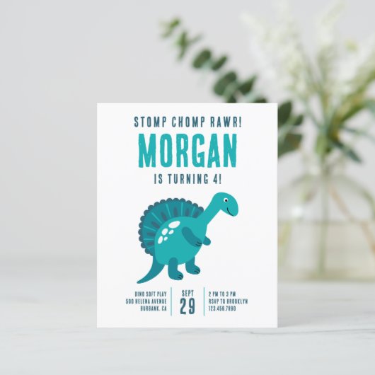 Papier Stomp Chomp Rawr Dinosaur Invitation de fête d'ann (Debout devant)