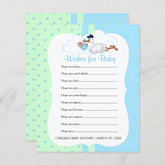 Papier Stores avec une douche pour bébé garçon - Voeux (Devant / Derrière)