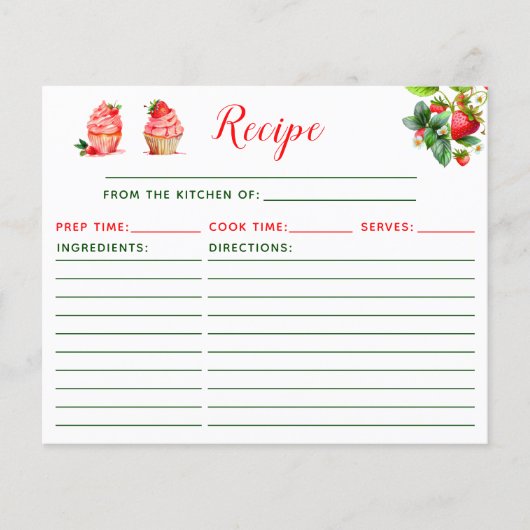 Papier Strawberry Cupcake Recipe (Devant)