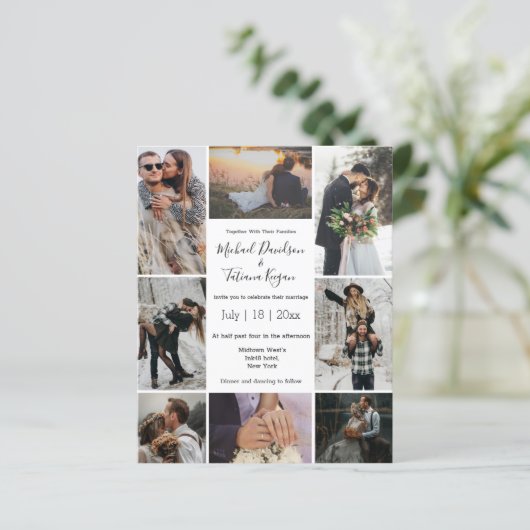 Papier style 8 photos collage faire-part de mariage moder (Debout devant)