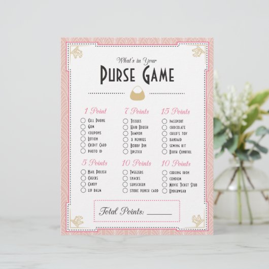 Papier Style Art Déco Qu'est-ce que votre sac à main? Jeu (Debout devant)