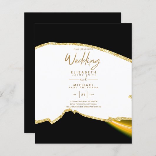 Papier Sublime Black Gold White Wedding Invitations (Devant / Derrière)