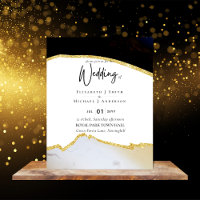 Sublime Black Gold White Wedding Invitations